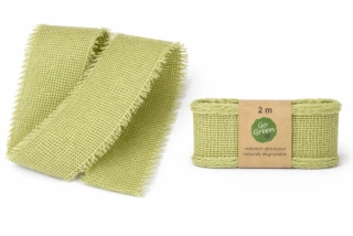 Stuha bavlněná VILLAGE SOUL Pistachio pistáciově zelená 40mm x 2m 