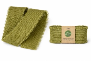 Stuha bavlněná VILLAGE SOUL Olive olivově zelená 40mm x 2m 