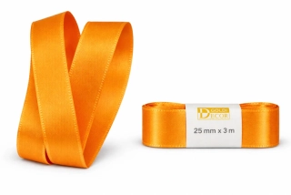 Stuha taftová Bright Orange oranžová 25mm x 3m (7,-Kč/m)