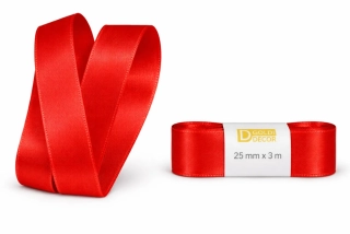 Stuha taftová Classic Red červená 25mm x 3m (7,-Kč/m)