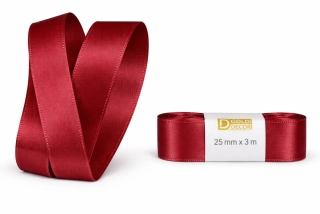 Stuha taftová Classic Bordeaux bordová 25mm x 3m (7,-Kč/m)