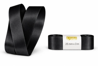 Stuha taftová Deep Black černá 25mm x 3m (7,-Kč/m)