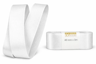 Stuha taftová PURE WHITE čistě bílá 40mmx3m (8,-Kč/m)