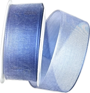 Stuha organzová DUO COLOR modro-bílá 25mm x 2m (12,-Kč/m)