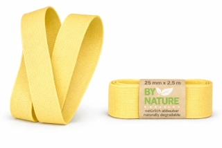 Stuha látková Nature Taft – Sunny Yellow žlutá 25mm x 2,5m (8,- Kč/m)
