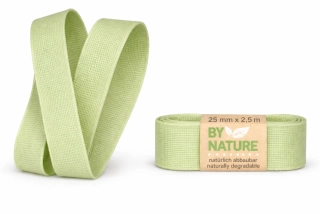 Stuha látková Nature Taft – Soft Green světle zelená 25mm x 2,5m 