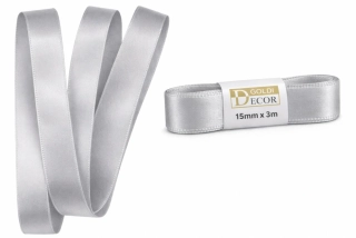 Stuha saténová šedá - skládaná 15mm x 3m (6,-Kč/m)