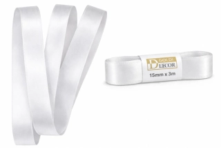 Stuha saténová bílá - skládaná 15mm x 3m (6,-Kč/m)