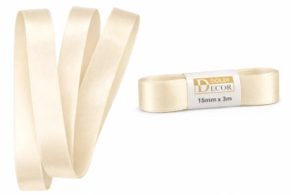 Stuha saténová krémová - krémová 15mm x 3m (6,-Kč/m)
