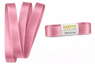 Stuha saténová starorůžová skládaná 15mm x 3m (6,-Kč/m)