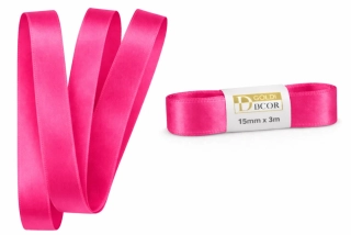 Stuha saténová sytě růžová skládaná 15mm x 3m (6,-Kč/m)