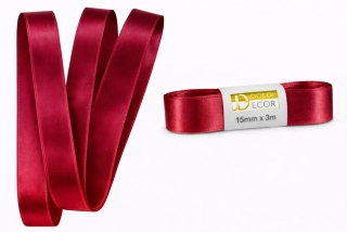 Stuha saténová bordó - skládaná 15mm x 3m (6,-Kč/m)