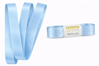 Stuha saténová světle modrá - skládaná 15mm x 3m (6,-Kč/m)