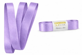 Stuha saténová levandulová - skládaná 15mm x 3m (6,-Kč/m)