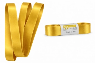 Stuha saténová zlato-žlutá - skládaná 15mm x 3m (6,-Kč/m)