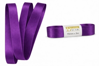 Stuha saténová sytě fialová - skládaná 15mm x 3m (6,-Kč/m)