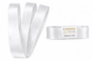 Stuha saténová bílá - skládaná 25mm x 3m (6,30Kč/m)