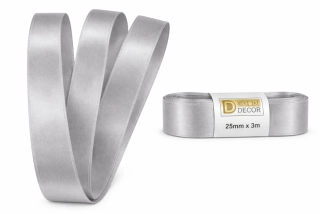 Stuha saténová šedá - skládaná 25mm x 3m (6,30Kč/m)