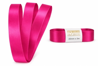 Stuha saténová sytě růžová - skládaná 25mm x 3m (6,30Kč/m)