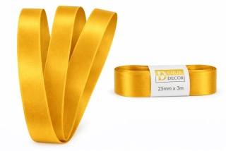 Stuha saténová zlato-žlutá - skládaná 25mm x 3m (6,30Kč/m)