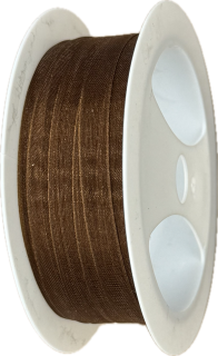 Stuha organzová Beauty Organdy – Chocolate Brown čokoládově hnědá 7mm x 5m (4,-Kč/m)