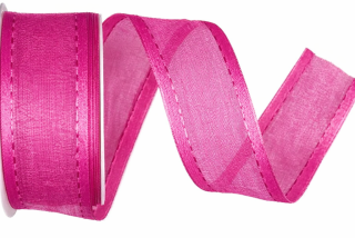 Stuha organzová CHAMPAGNER Fuchsia Pink prošívaná sytě růžová 40mm x 2m (13,-Kč/m)