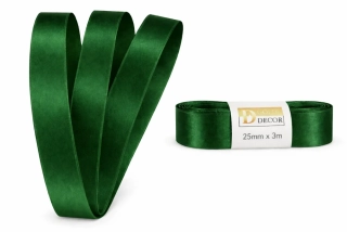 Stuha saténová tmavě zelená - skládaná 25mm x 3m (6,30Kč/m)