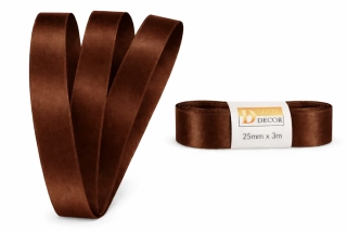 Stuha saténová hnědá - skládaná 25mm x 3m (6,30Kč/m)