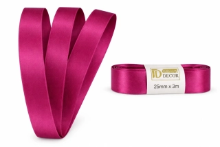 Stuha saténová sytě růžová - skládaná 25mm x 3m (6,30Kč/m)