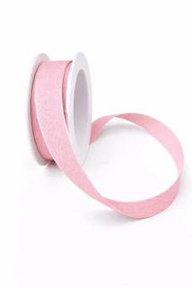 Stuha bavlněná CHANCE SOFT PINK pastelově růžová 15mm x 3,5m (4,30 Kč/m)
