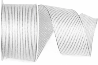 Stuha organzová ORGANDY LINES SILVER stříbrná 40mm x 2m (15,-Kč/m)