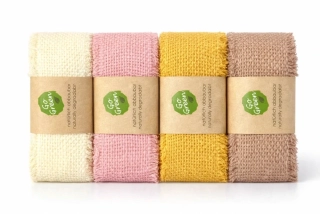 Village Soul – Sada 4 ks přírodních bavlněných stuh (Cream, Pink, Yellow, Natur) 4x 40mm x 2m (11,-Kč/m
