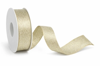 Stuha taftová HIGH SOCIETY Platinum Glow platinová matná 25mm x 2m (10,-Kč/m)