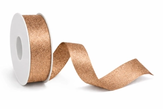 Stuha taftová HIGH SOCIETY Copper Glow  Platinum Glow měděná matná 25mm x 2m (10,-Kč/m)