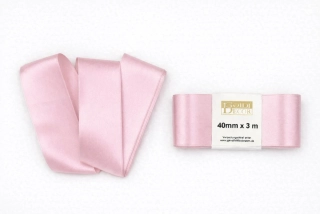 Stuha saténová světle růžová - skládaná 40mm x 3m (7,-Kč/m)