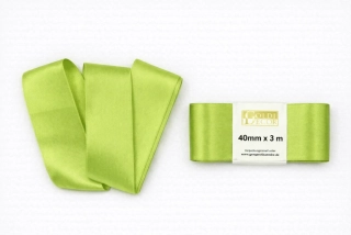 Stuha saténová hráškově zelená - skládaná 40mm x 3m (7,-Kč/m)