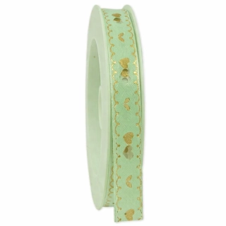 Taftová stuha LOVE AFFAIRE pastel Green– pastelově zelená 15mm x 2m