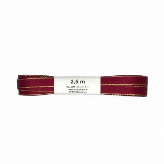 Stuha saténová se zlatým okrajem BASIC Bordeaux bordová 5mm x 2,5m