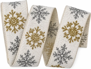 Vánoční stuha SNOW ELEGANCE WHITE – bílá 40mm x 2m