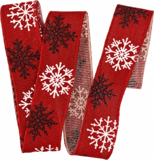 Vánoční stuha SNOW ELEGANCE RED – červená 25mm x 2m
