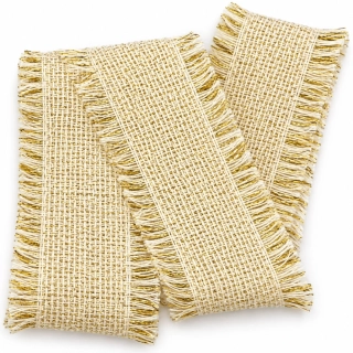 Rustic Glow Cream – krémová bavlněná stuha se zlatým lurexem 50mm x 2m