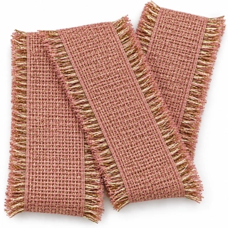 Rustic Glow Old Pink – starorůžová bavlněná stuha se zlatým lurexem 50mm x 2m