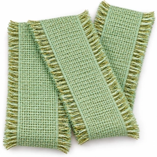 Rustic Glow Mint – mátová bavlněná stuha se zlatým lurexem 50mm x 2m