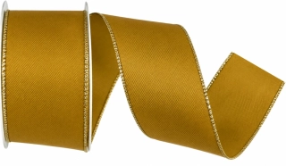 BASIC MUSTARD GOLD – taftová stuha se zlatým okrajem 40mm x 3m