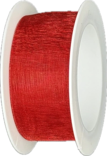 Stuha organzová ORGANDY Ruby Red červená 25mm x 5m (4,-Kč/m)