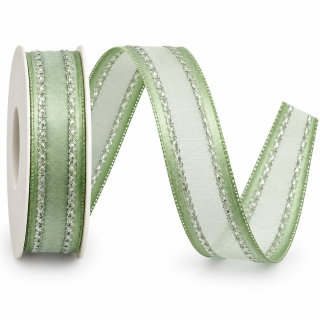 Stuha organzová MONDAN MINT SHINE mentolová PREMIUM 25mm x 3m (10,-Kč/m)