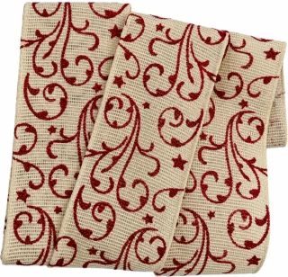 Vánoční ornament Cream Red – bavlněná stuha krémová s červeným potiskem 40mm x 2m