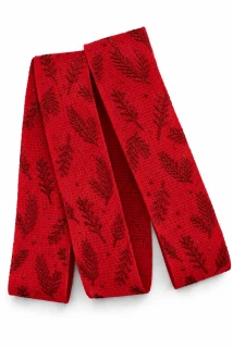 Vánoční větvičky Red – bavlněná stuha červená s červeným potiskem 25mm x 2m