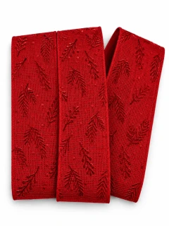 Vánoční větvičky Red – bavlněná stuha červená s červeným potiskem 40mm x 2m