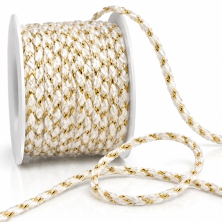 Provázek dekorační TwistCord Cotton Luxe Goldbílý zlatá nit 3mm x 3m (5,- Kč/m)